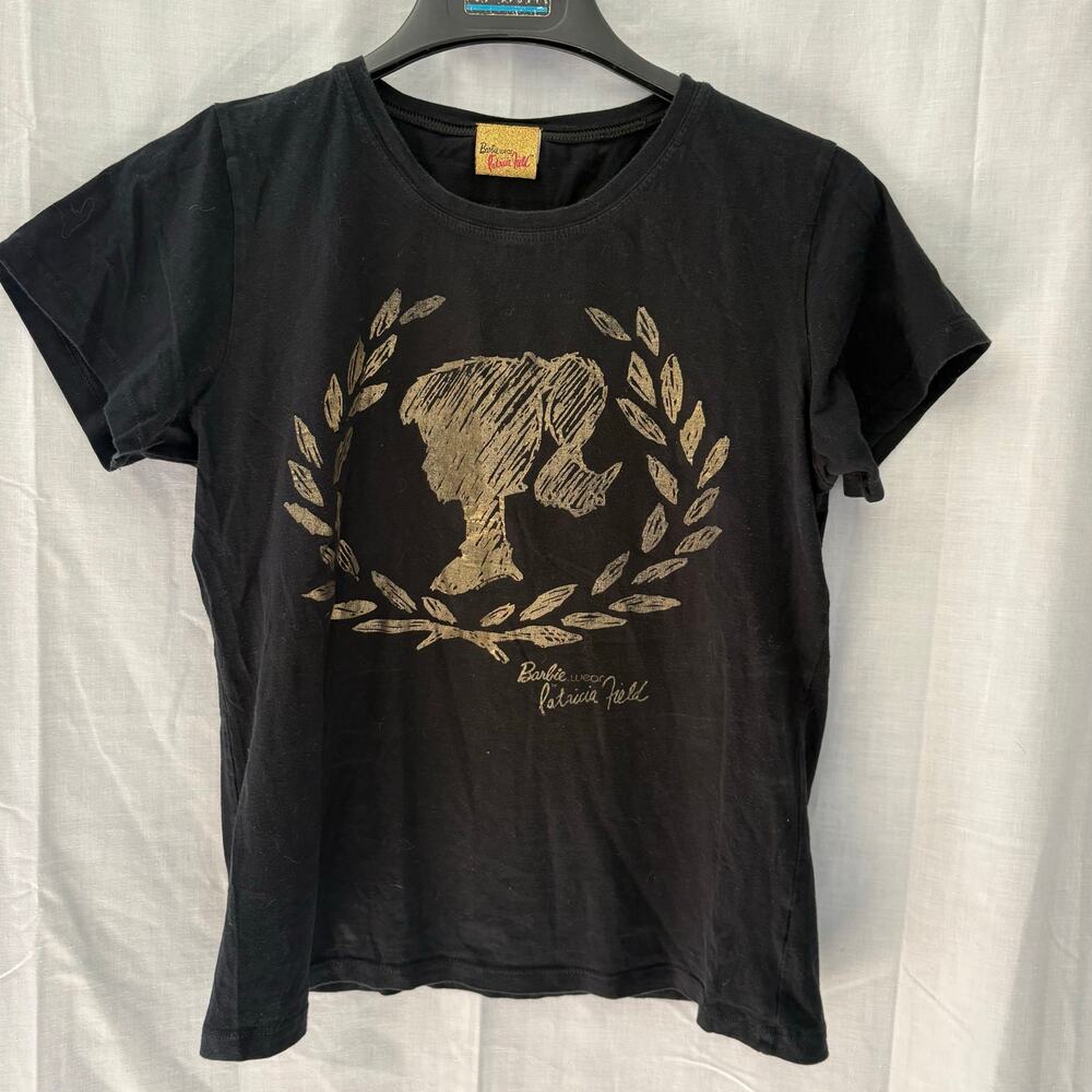 Barbie x Patricia Field Black Short Sleeve Tee with Gold Silhouette